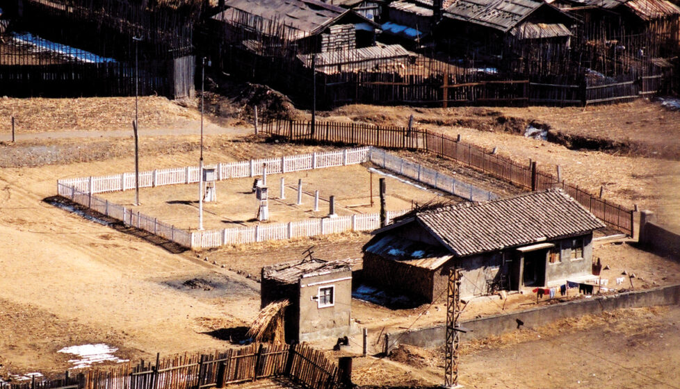 North Korean outdoor labor camp view from above