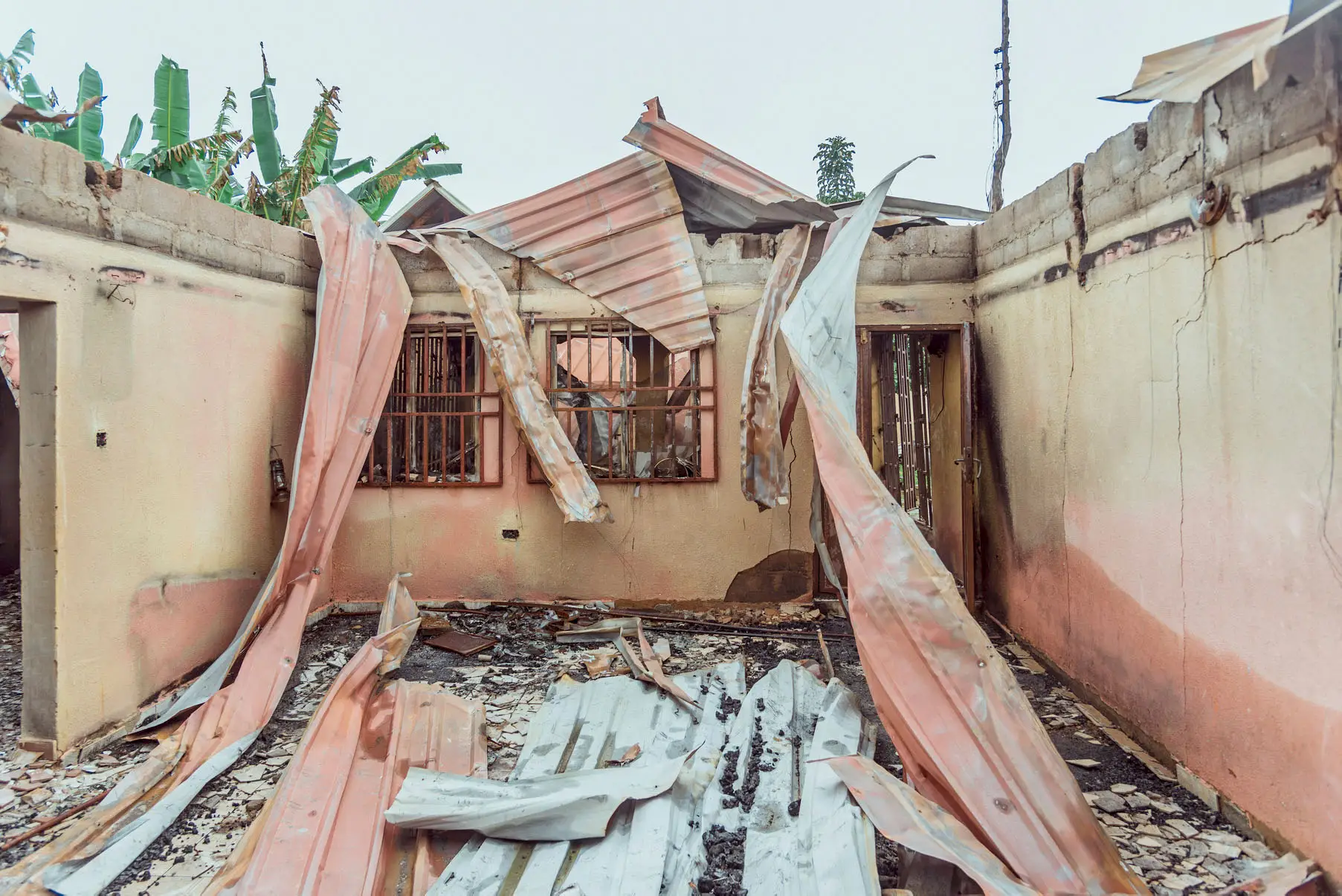 Destroyed church building