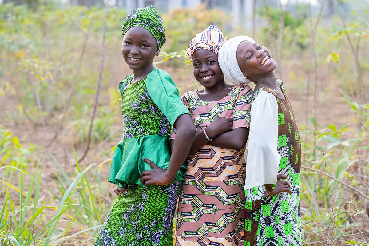 Three smiling women