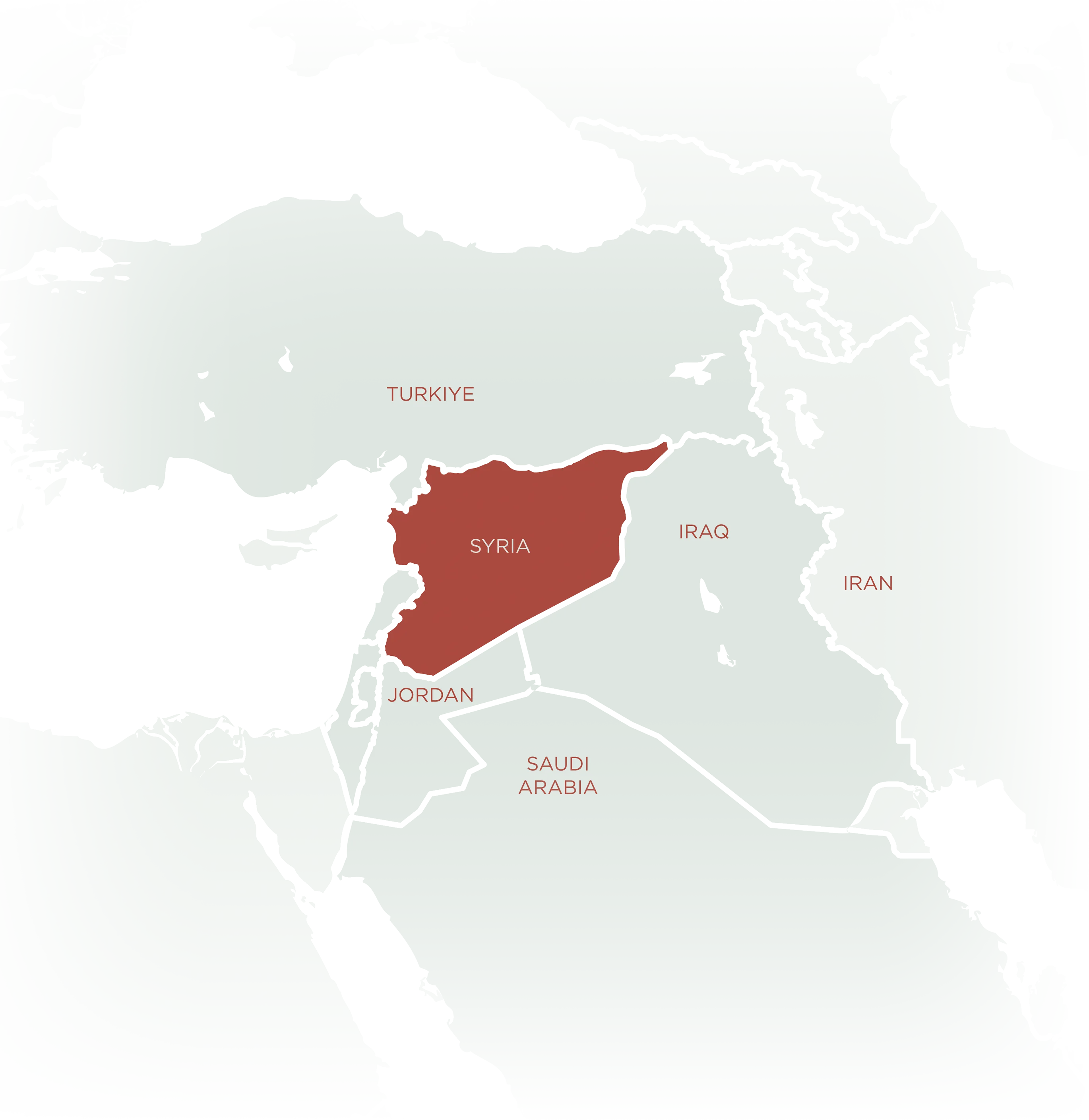 Map of Syria in the Middle East