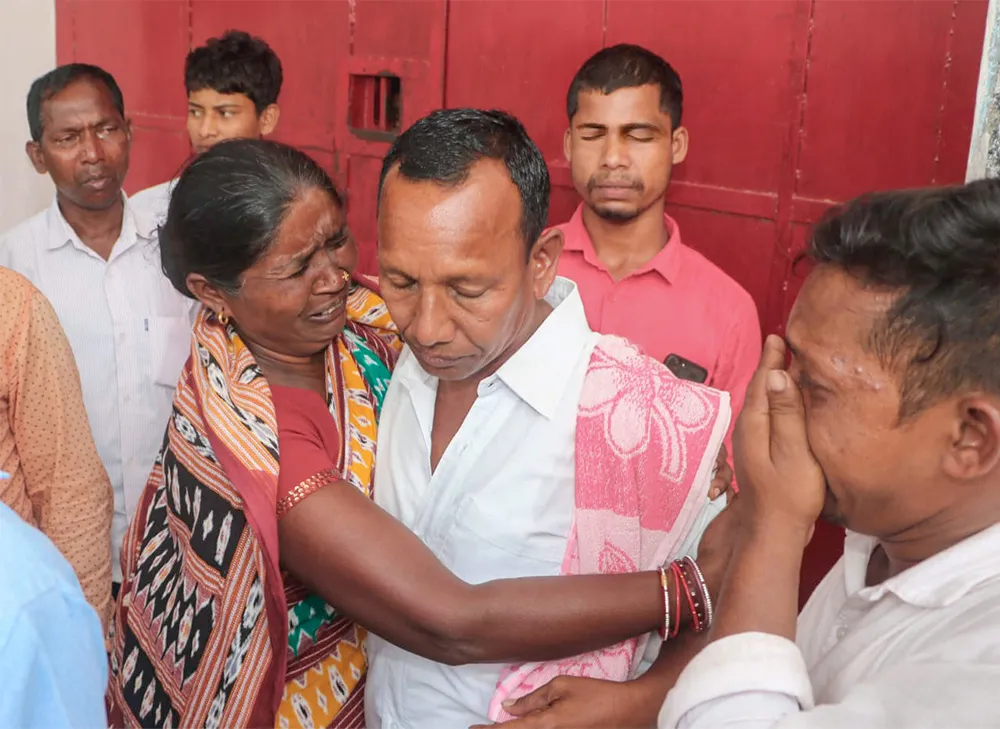 Photo of a family receiving aid
