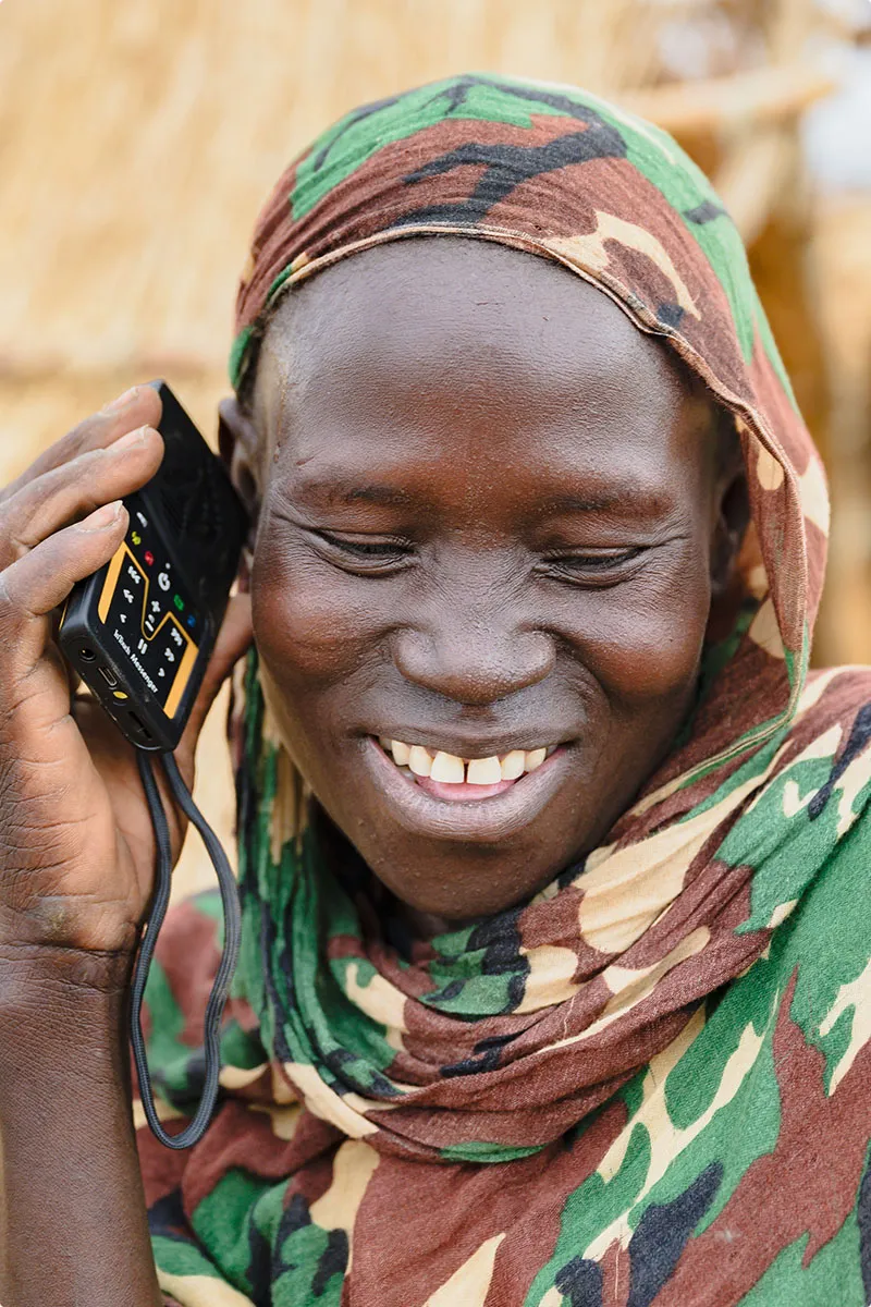 Woman listening to an audio Bible
