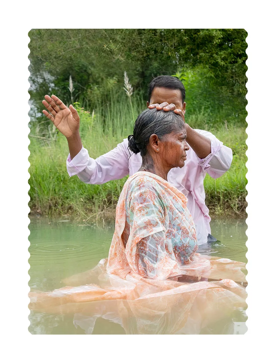 Woman being baptized