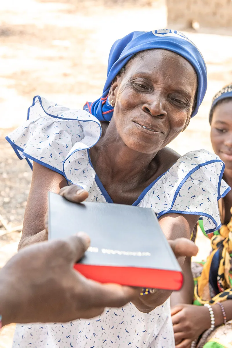 Woman listening to an audio Bible