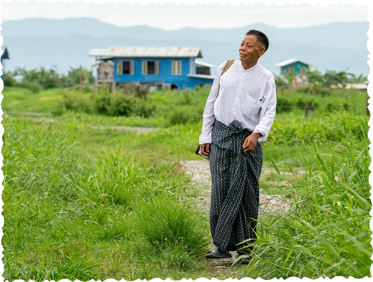 Man walking down path