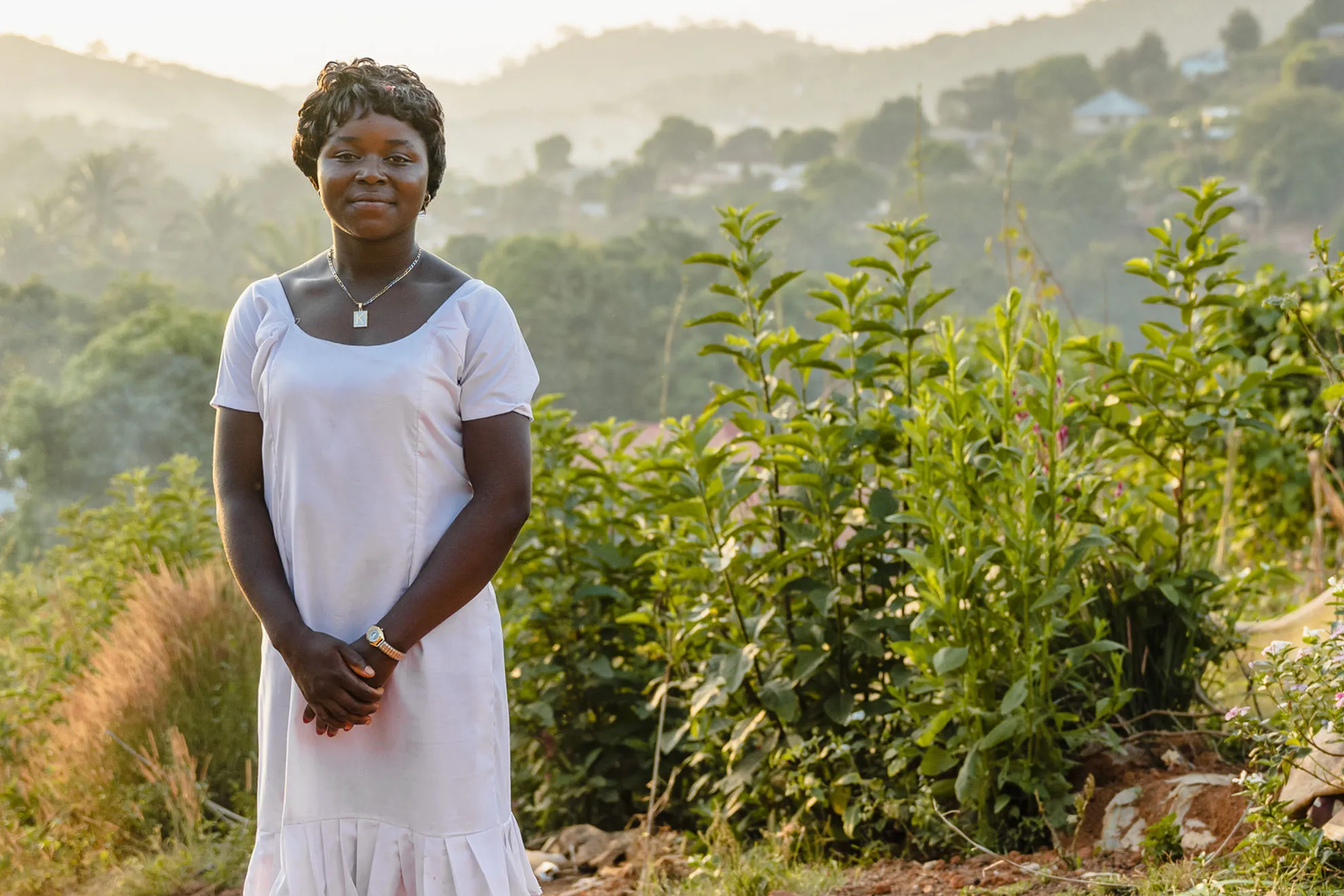 Two people talking in a crowd
