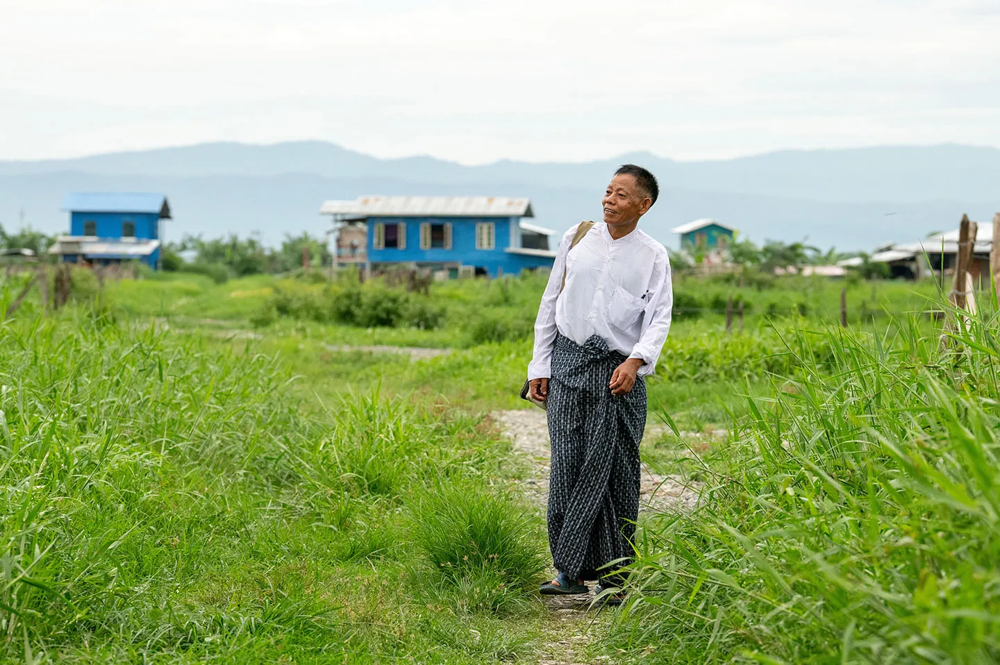 Man walking in grass