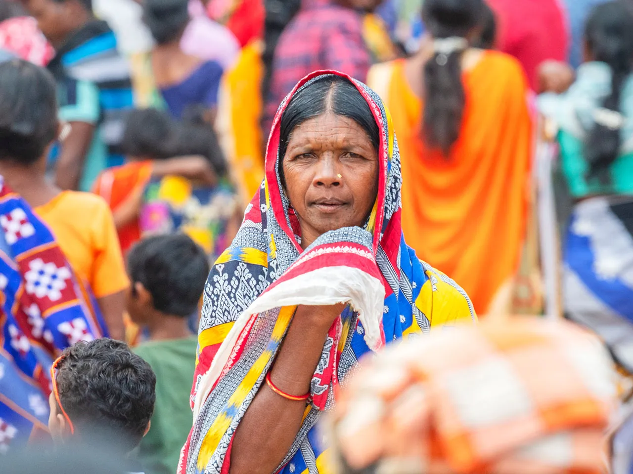 Woman in crowd