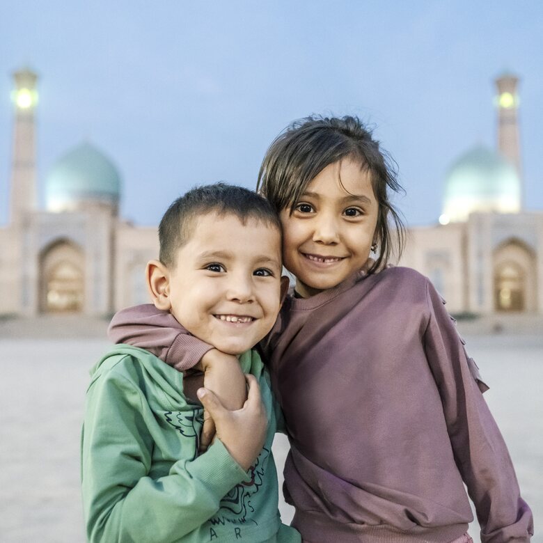 Two children in Central Asia
