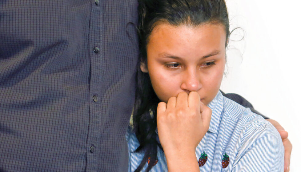 daughter of colombian martyr cries