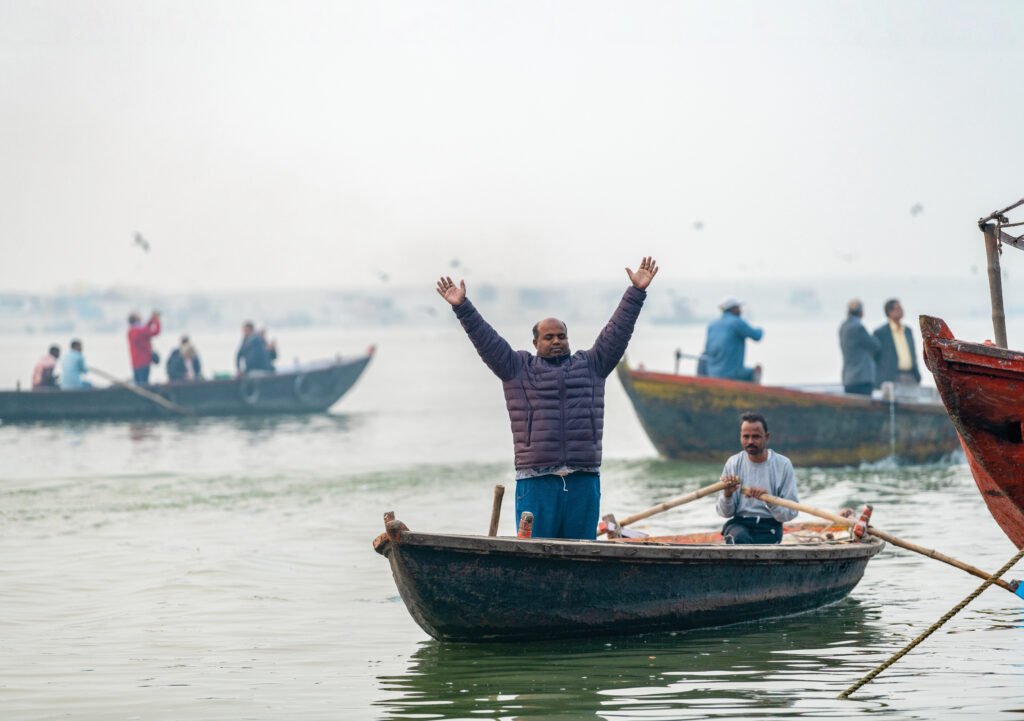 Indian Christians worshipping in water